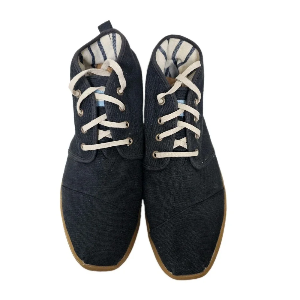 TOMS Heritage High Top Sneaker Shoes Mens 11.5 Black Lace Up Casual Boat